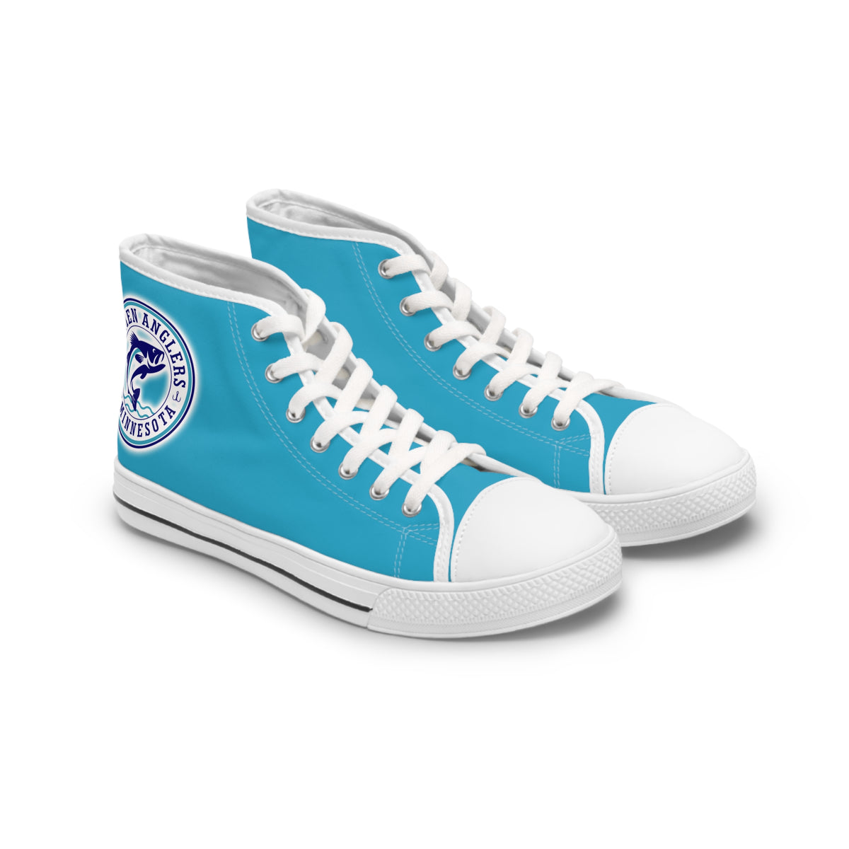 Teal and White High-Top Sneakers Teal Women High Top Shoes, Watercolor Green Lace Up Sneakers  main image 2